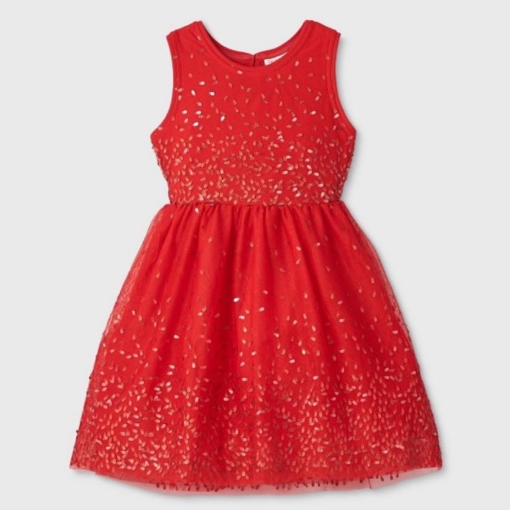 Cat & Jack Red Sparkle Holiday Dress, size 4/5